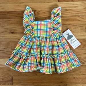 NWT Rare Editions Multicolor Plaid Dress with Ruffles 2T